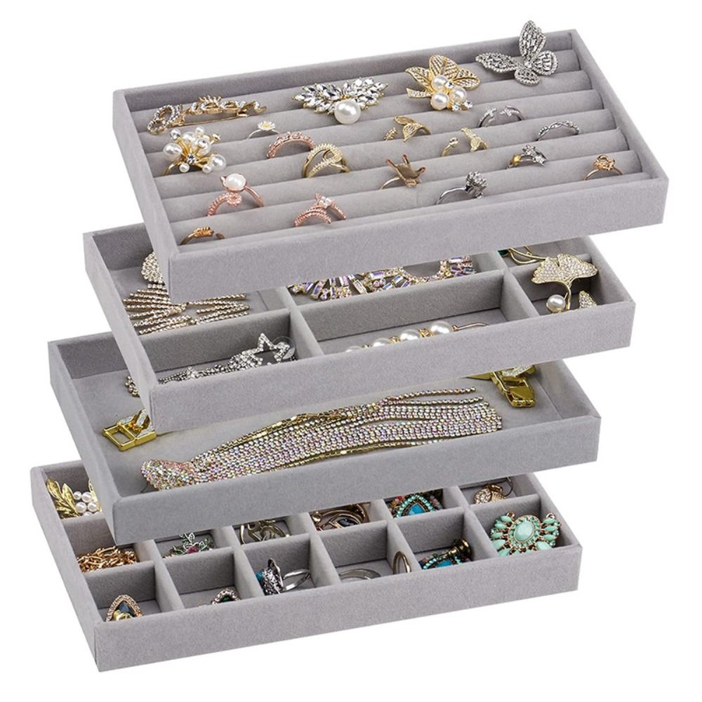 Velvet Jewelry Box - Schubladenbox, stapelbar, Samt, Schmuck-Aufbewahrungsbox, Samt-Display-Tablett, Vitrine,