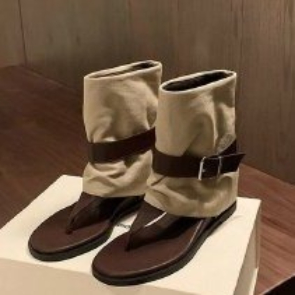 Velvet Jewelry Box - Vintage Color-Block Zehenring-Sandalen für Damen, römische